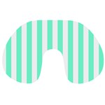 Vertical Stripes - White and Aquamarine Travel Neck Pillow