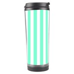 Vertical Stripes - White and Aquamarine Travel Tumbler