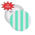 Vertical Stripes - White and Aquamarine 2.25  Button (10 pack)