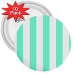 Vertical Stripes - White and Aquamarine 3  Button (10 pack)