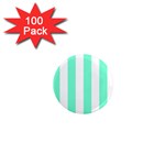 Vertical Stripes - White and Aquamarine 1  Mini Magnet (100 pack)