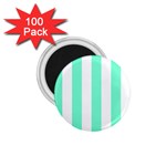 Vertical Stripes - White and Aquamarine 1.75  Magnet (100 pack)