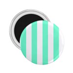 Vertical Stripes - White and Aquamarine 2.25  Magnet