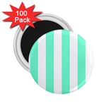 Vertical Stripes - White and Aquamarine 2.25  Magnet (100 pack)