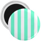 Vertical Stripes - White and Aquamarine 3  Magnet