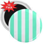 Vertical Stripes - White and Aquamarine 3  Magnet (10 pack)