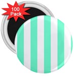 Vertical Stripes - White and Aquamarine 3  Magnet (100 pack)