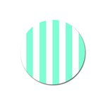 Vertical Stripes - White and Aquamarine Magnet 3  (Round)