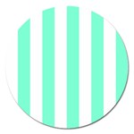 Vertical Stripes - White and Aquamarine Magnet 5  (Round)