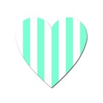 Vertical Stripes - White and Aquamarine Magnet (Heart)