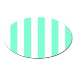 Vertical Stripes - White and Aquamarine Magnet (Oval)