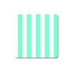 Vertical Stripes - White and Aquamarine Magnet (Square)