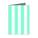 Vertical Stripes - White and Aquamarine Mini Greeting Card