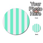 Vertical Stripes - White and Aquamarine Multi-purpose Cards (Round)