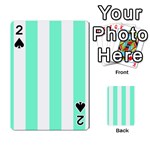 Vertical Stripes - White and Aquamarine Playing Cards 54 Designs
