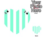 Vertical Stripes - White and Aquamarine Playing Cards 54 (Heart)
