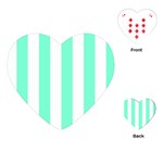 Vertical Stripes - White and Aquamarine Playing Cards (Heart)