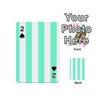 Vertical Stripes - White and Aquamarine Playing Cards 54 (Mini)
