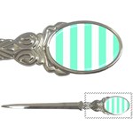 Vertical Stripes - White and Aquamarine Letter Opener