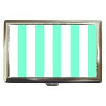 Vertical Stripes - White and Aquamarine Cigarette Money Case