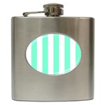 Vertical Stripes - White and Aquamarine Hip Flask (6 oz)