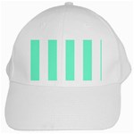 Vertical Stripes - White and Aquamarine White Cap