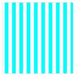 Vertical Stripes - White and Aqua Cyan Large Satin Scarf (Square)
