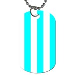 Vertical Stripes - White and Aqua Cyan Dog Tag (One Side)