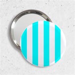 Vertical Stripes - White and Aqua Cyan 2.25  Handbag Mirror