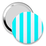 Vertical Stripes - White and Aqua Cyan 3  Handbag Mirror
