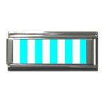 Vertical Stripes - White and Aqua Cyan Superlink Italian Charm (9mm)