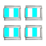 Vertical Stripes - White and Aqua Cyan 9mm Italian Charm (4 pack)