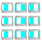 Vertical Stripes - White and Aqua Cyan 9mm Italian Charm (9 pack)