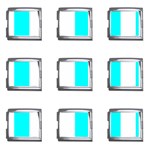 Vertical Stripes - White and Aqua Cyan Mega Link Italian Charm (9 pack)
