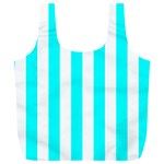 Vertical Stripes - White and Aqua Cyan Full Print Recycle Bag (XL)