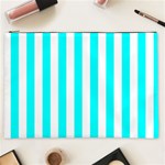 Vertical Stripes - White and Aqua Cyan Cosmetic Bag (XXL)