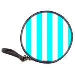Vertical Stripes - White and Aqua Cyan Classic 20-CD Wallet