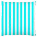 Vertical Stripes - White and Aqua Cyan Large Cushion Case (One Side)