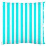 Vertical Stripes - White and Aqua Cyan Standard Flano Cushion Case (One Side)