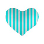 Vertical Stripes - White and Aqua Cyan Standard 16  Premium Heart Shape Cushion