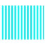 Vertical Stripes - White and Aqua Cyan Double Sided Flano Blanket (Medium)