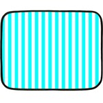 Vertical Stripes - White and Aqua Cyan Fleece Blanket (Mini)