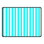 Vertical Stripes - White and Aqua Cyan Fleece Blanket (Small) (One Side)