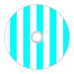 Vertical Stripes - White and Aqua Cyan CD Wall Clock