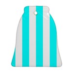Vertical Stripes - White and Aqua Cyan Bell Ornament (Two Sides)