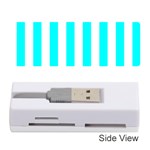 Vertical Stripes - White and Aqua Cyan Memory Card Reader (Stick)