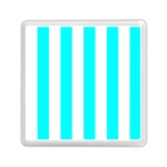 Vertical Stripes - White and Aqua Cyan Memory Card Reader with Storage (Square)