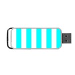 Vertical Stripes - White and Aqua Cyan Portable USB Flash (Two Sides)