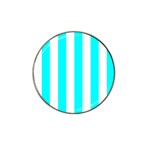 Vertical Stripes - White and Aqua Cyan Hat Clip Ball Marker (4 pack)