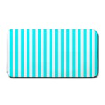 Vertical Stripes - White and Aqua Cyan Medium Bar Mat